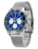 Breitling Superocean Heritage B01 Chronograph 44 Blue Dial Silver Mesh Bracelet Watch for Men - AB0162161C1A1 Authentic Buy Shop Now
