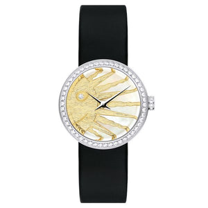 Dior La D De Dior Dior Rose Céleste Diamonds Mother of Pearl Dial Black Leather Strap Watch for Women - CD04711X1001 0000 Authentic Buy Shop Now