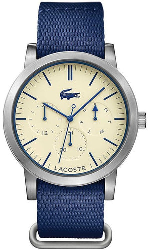 Lacoste Metro White Dial Blue Textile Strap Watch for Men - 2010875 Authentic Buy Shop Now