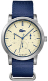 Lacoste Metro White Dial Blue Textile Strap Watch for Men - 2010875 Authentic Buy Shop Now