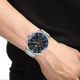 Lacoste Tiebreaker Chronograph Black Dial Silver Steel Strap Watch for Men - 2011155 Authentic Buy Shop Now