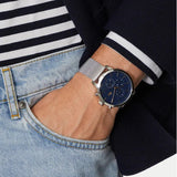 Lacoste Replay Chronograph Blue Dial Silver Mesh Strap Watch for Men - 2011256 Authentic Buy Shop Now