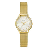 Guess Chelsea Crystals Mother of Pearl White Dial Gold Mesh Bracelet Watch For Women - W0647L7 Authentic Buy Shop Now
