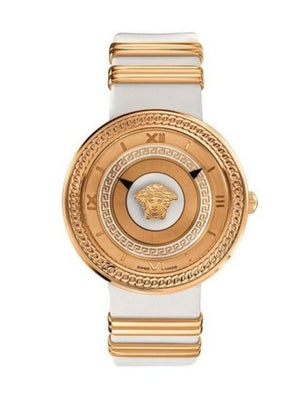 Versace V Metal Icon Gold Dial White & Gold Strap Watch for Women - VLC040014 Authentic Buy Shop Now