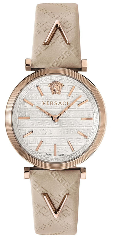 Versace V-Twist White Dial White Leather Strap Watch for Women - VELS00419 Authentic Buy Shop Now