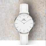 Daniel Wellington Petite Bondi White Dial White Leather Strap Watch For Women - DW00100190 Authentic Buy Shop Now