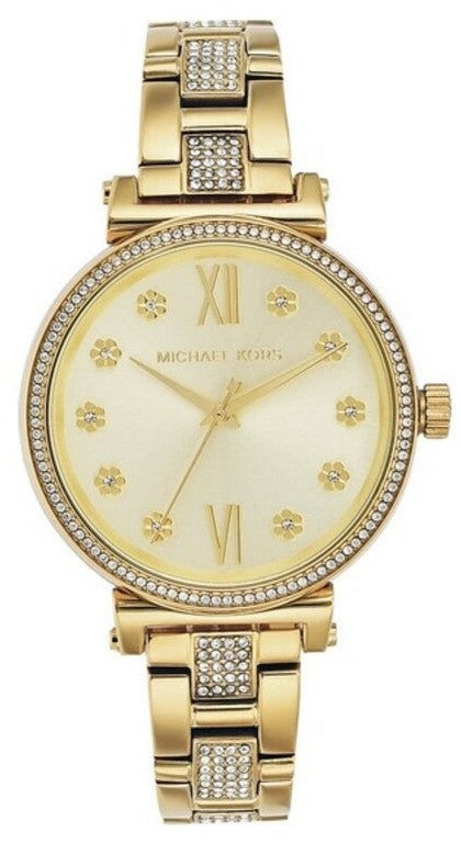 Michael Kors Sofie Quartz Gold Dial Gold Steel Strap Watch For Women - MK3881 Authentic Buy Shop Now