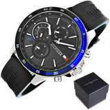 Tommy Hilfiger Bank Quartz Black Dial Black Rubber Strap Watch for Men - 1791724 Authentic Buy Shop Now