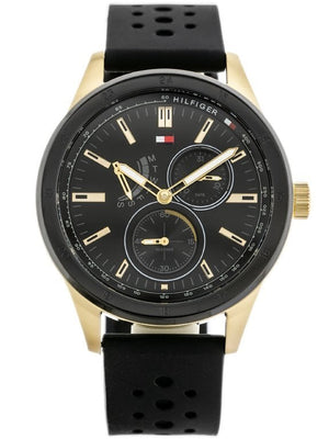 Tommy Hilfiger Austin Black Dial Black Rubber Strap Watch for Men - 1791636 Authentic Buy Shop Now