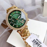 Michael Kors Parker Chronograph Green Dial Gold Steel Strap Watch for Women - MK6263 Authentic Buy Shop Now