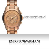 Emporio Armani Valente Chronograph Rose Gold Dial Rose Gold Steel Strap Watch For Men - AR0365 Authentic Buy Shop Now