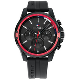 Tommy Hilfiger Mason Black Dial Black Rubber Strap Watch for Men - 1791793 Authentic Buy Shop Now