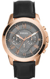 Fossil Grant Chronograph Grey Dial Black Leather Strap Watch for Men - FS5085 Authentic Buy Shop Now