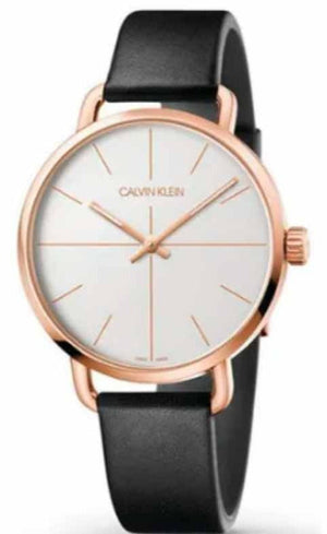 Calvin Klein Even White Dial Black Leather Strap Watch for Women - K7B216C6 Authentic Buy Shop Now