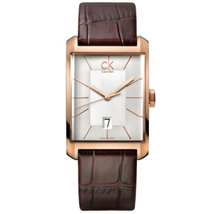 Calvin Klein Window Silver Dial Brown Leather Strap Watch for Men - K2M21620 Authentic Buy Shop Now
