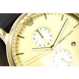 Emporio Armani Gianni Beige Dial Grey Leather Strap Watch For Men - AR0386 Authentic Buy Shop Now