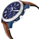 Fossil Grant Chronograph Blue Dial Brown Leather Strap Watch for Men - FS5151 Authentic Buy Shop Now