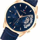 Tommy Hilfiger Baker Chronograph Quartz Blue Dial Blue Leather Strap Watch For Men - 1710451 Authentic Buy Shop Now