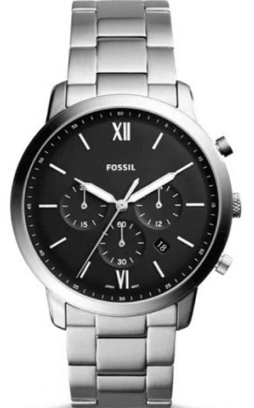 Fossil Neutra Chronograph Black Dial Silver Steel Strap Watch for Men - FS5384 Authentic Buy Shop Now