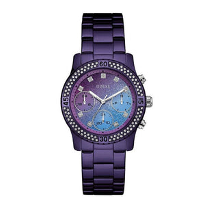 Guess Confetti Diamonds Purple Dial Purple Steel Strap Watch for Women - W0774L4 Authentic Buy Shop Now
