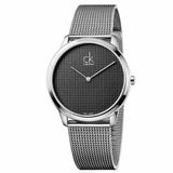 Calvin Klein Minimalist Black Dial Silver Mesh Bracelet Watch for Men - K3M2112X Authentic Buy Shop Now
