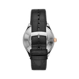 Emporio Armani Zeta Skeleton Automatic Silver Dial Black Leather Strap Watch For Men - AR60018 Authentic Buy Shop Now