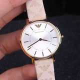 Emporio Armani Classic Kappa White Dial Brown Leather Strap Watch For Women - AR11009 Authentic Buy Shop Now