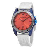 Emporio Armani Sigma Analog Orange Dial Grey Silicone Strap Watch For Men - AR11218 Authentic Buy Shop Now