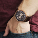 Guess Rigor Analog Brown Dial Brown Leather Strap Watch For Men - W0040G3 Authentic Buy Shop Now