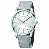 Calvin Klein City Silver Dial Grey Leather Strap Watch for Men - K2G211Q4 Authentic Buy Shop Now