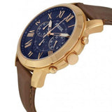 Fossil Grant Chronograph Blue Dial Brown Leather Strap Watch for Men - FS5068 Authentic Buy Shop Now