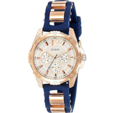 Guess Interpid White & Rose Gold Dial Blue Silicone Strap Watch For Women - W0325L8 Authentic Buy Shop Now