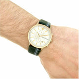 Emporio Armani Renato Chronograph Silver Dial Green Leather Strap Watch For Men - AR11233 Authentic Buy Shop Now