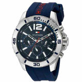 Tommy Hilfiger Nolan Chronograph Blue Dial Blue Rubber Strap Watch for Men - 1791142 Authentic Buy Shop Now