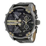 Diesel Mr Daddy 2.0 Chronograph Black Dial Black Leather Strap Watch For Men - DZ7348 Authentic Buy Shop Now