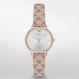 Emporio Armani Classic Kappa White Dial Brown Leather Strap Watch For Women - AR11009 Authentic Buy Shop Now