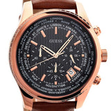 Guess Persuit Chronograph Blue Dial Brown Leather Strap Watch for Men - W0500G1 Authentic Buy Shop Now