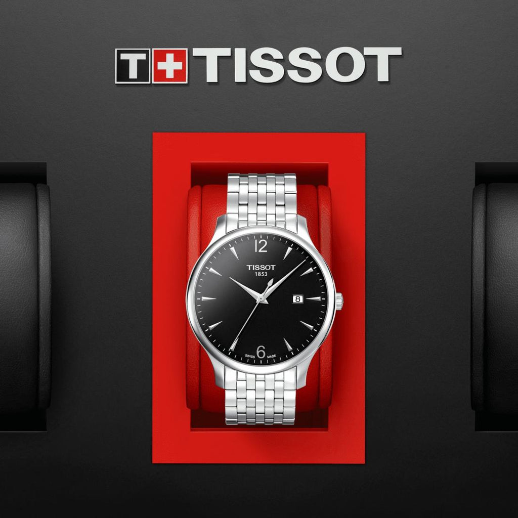 Tissot T Classic Tradition Black Dial Silver Steel Strap Watch For Men - T063.610.11.057.00 Authentic Buy Shop Now