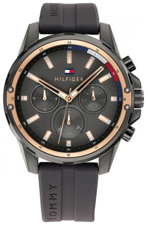Tommy Hilfiger Mason Black Dial Black Rubber Strap Watch for Men - 1791792 Authentic Buy Shop Now