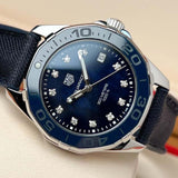 Tag Heuer Aquaracer Quartz Mother of Pearl Blue Dial Blue NATO Strap Watch for Women - WAY131L.FT6091 Authentic Buy Shop Now