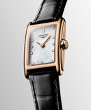 Longines Dolcevita Diamonds Mother of Pearl White Dial Black Leather Strap Watch for Women - L5.258.8.87.0 Authentic Buy Shop Now
