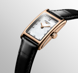 Longines Dolcevita Diamonds Mother of Pearl White Dial Black Leather Strap Watch for Women - L5.258.8.87.0 Authentic Buy Shop Now