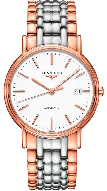 Longines Presence 38.5mm Automatic White Dial Two Tone Steel Strap Watch for Men - L4.921.1.12.7 Authentic Buy Shop Now