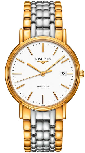 Longines Presence 38.5mm Automatic White Dial Two Tone Steel Strap Watch for Men - L4.921.2.12.7 Authentic Buy Shop Now