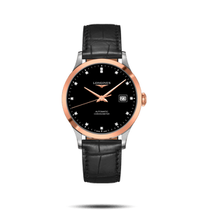 Longines Record Black Dial Black Leather Strap Watch for Men - L2.821.5.57.2 Authentic Buy Shop Now