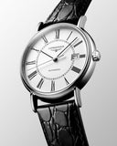 Longines Presence 38.5mm Automatic White Dial Black Leather Strap Watch for Men - L4.921.4.11.2 Authentic Buy Shop Now