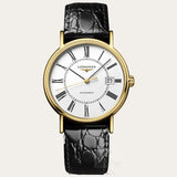 Longines Presence 25.5mm Automatic White Dial Black Leather Strap Watch for Women - L4.921.2.11.2 Authentic Buy Shop Now