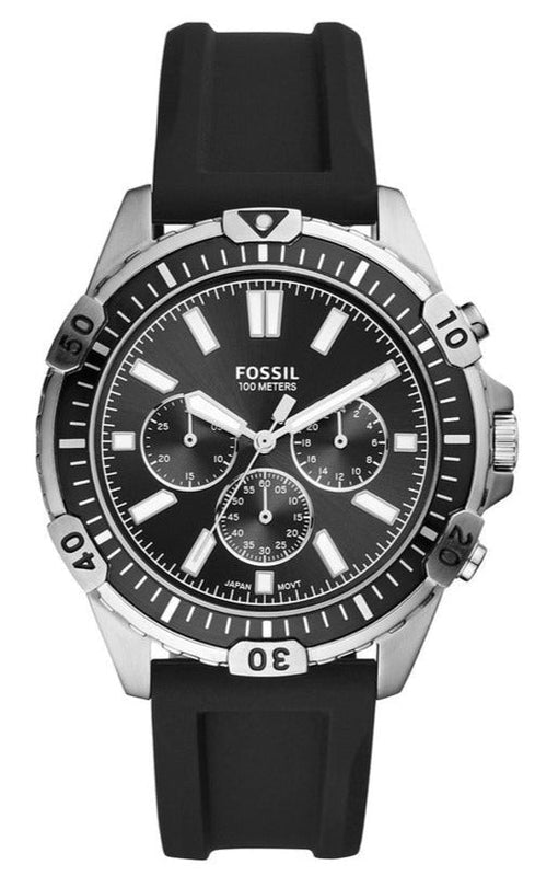 Fossil Garrett Chronograph Black Dial Black Rubber Strap Watch for Men - FS5624 Authentic Buy Shop Now
