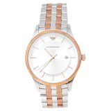 Emporio Armani Lambda Analog Silver Dial Two Tone Steel Strap Watch For Men - AR11044 Authentic Buy Shop Now