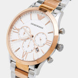 Emporio Armani Giovanni Chronograph Quartz White Dial Two Tone Steel Strap Watch For Men - AR11209 Authentic Buy Shop Now